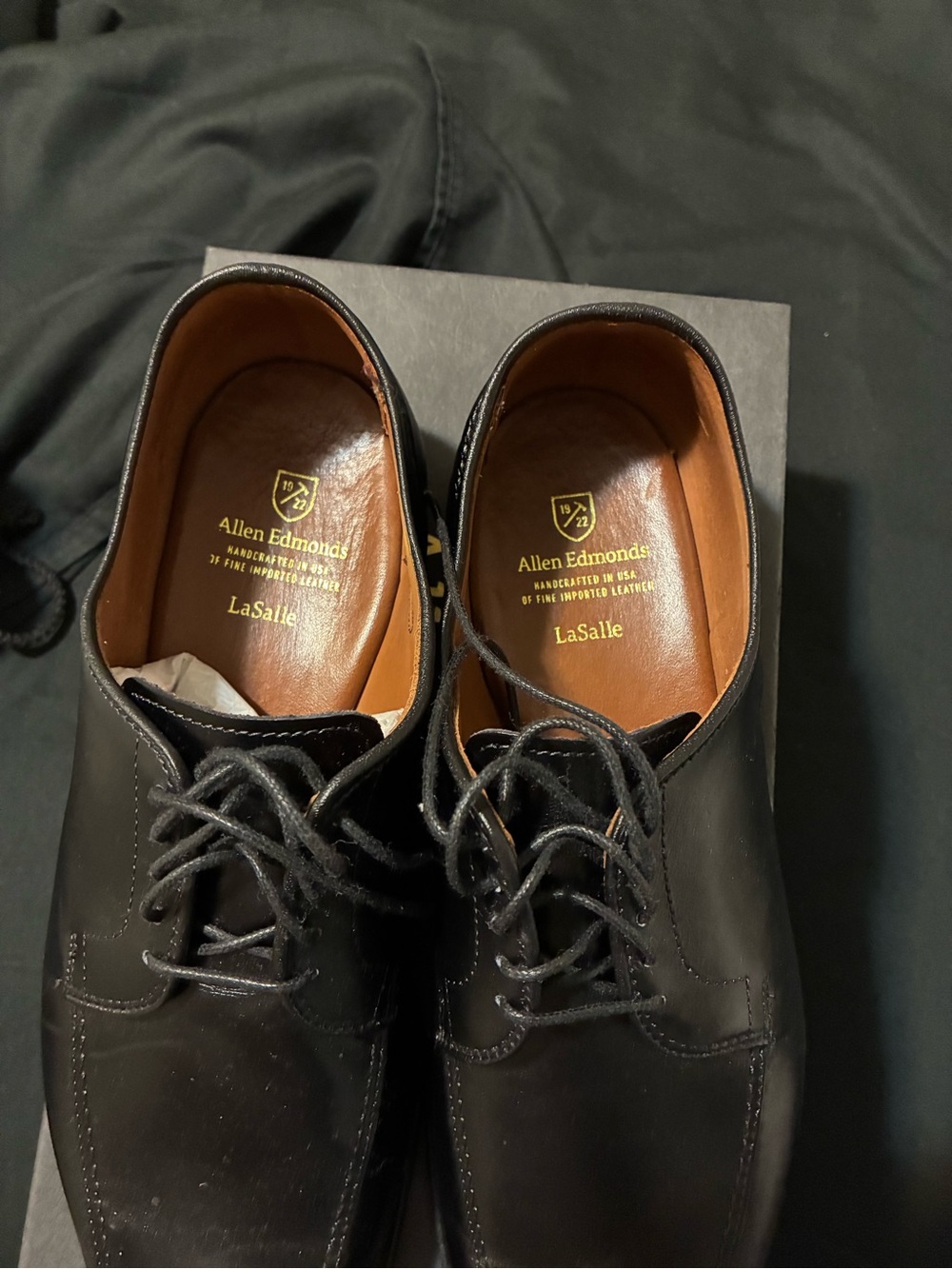 Allen Edmonds Black Leather LaSalle Lace-Up Oxfords